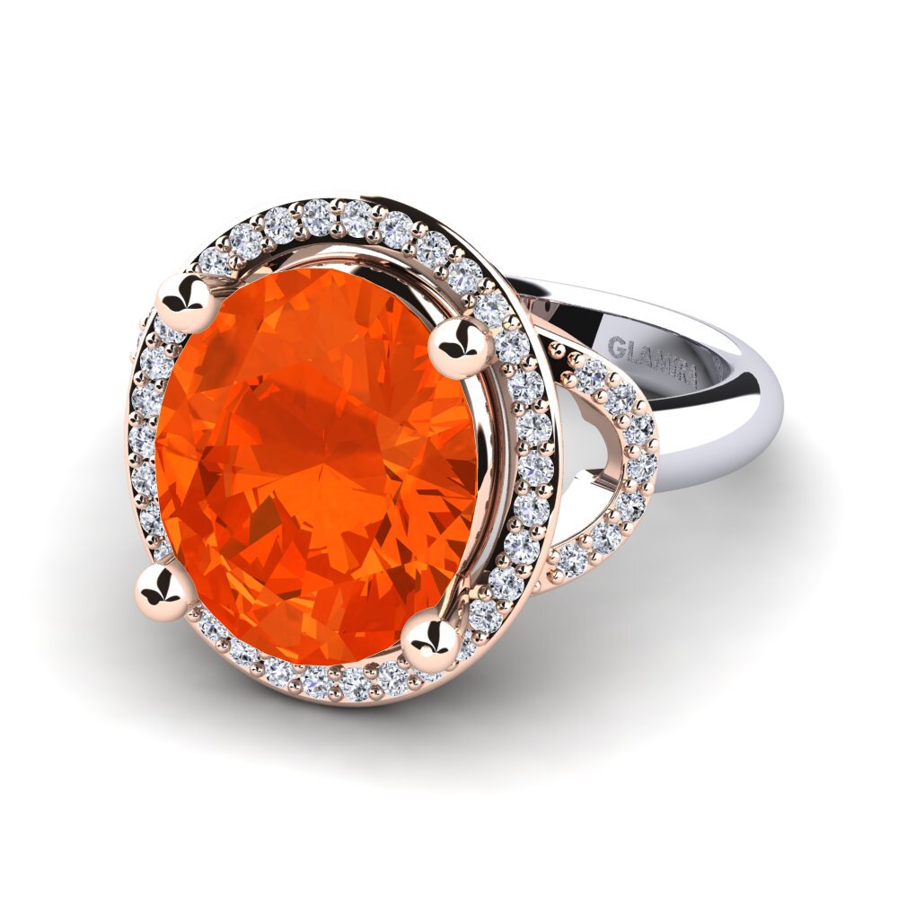 14ct Rose & White Gold Fire Opal Ring Jocarol