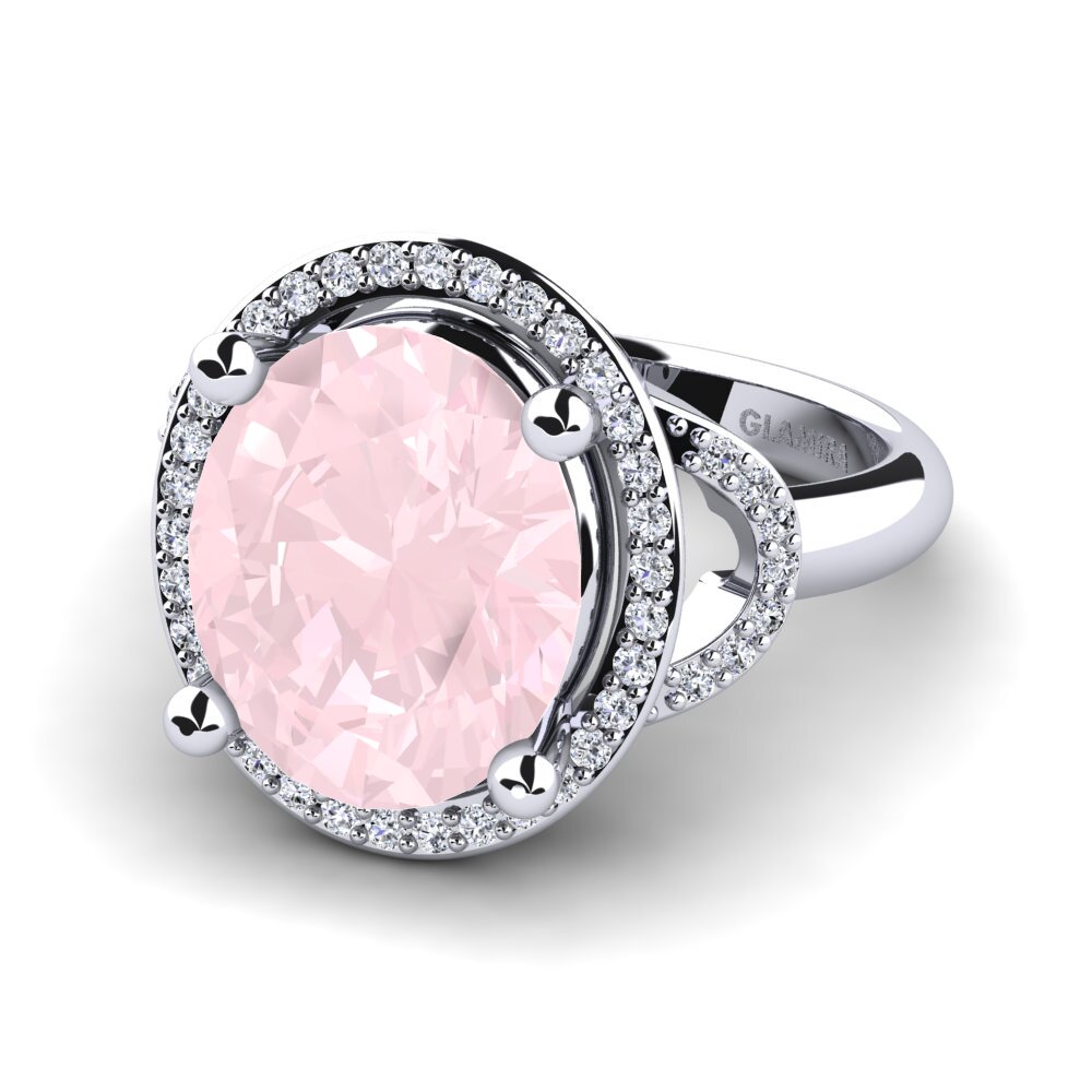 Or Blanc 9k Quartz Rose Bague Jocarol