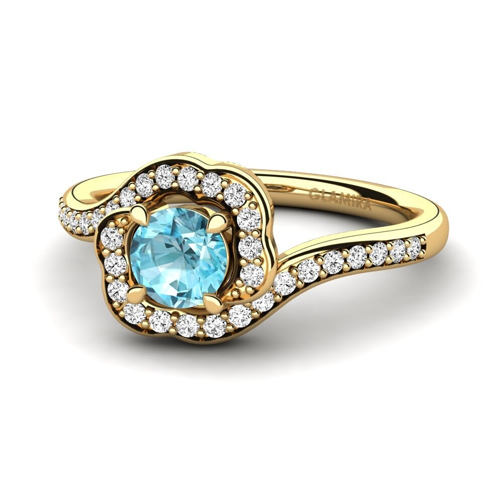 Blue Zircon Engagement Ring Jocelyn 0.5 crt