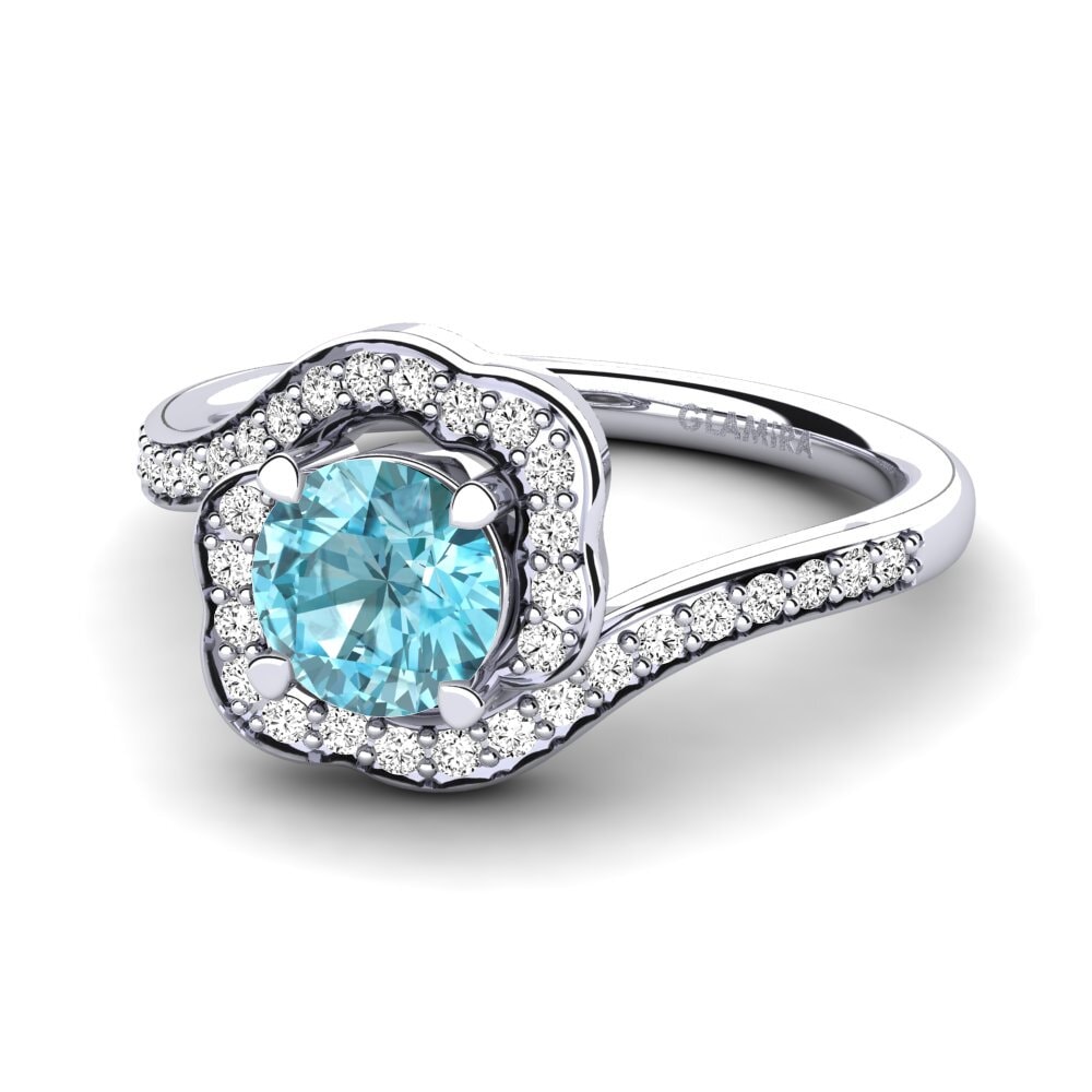 Blue Zircon Engagement Ring Jocelyn 0.8 crt