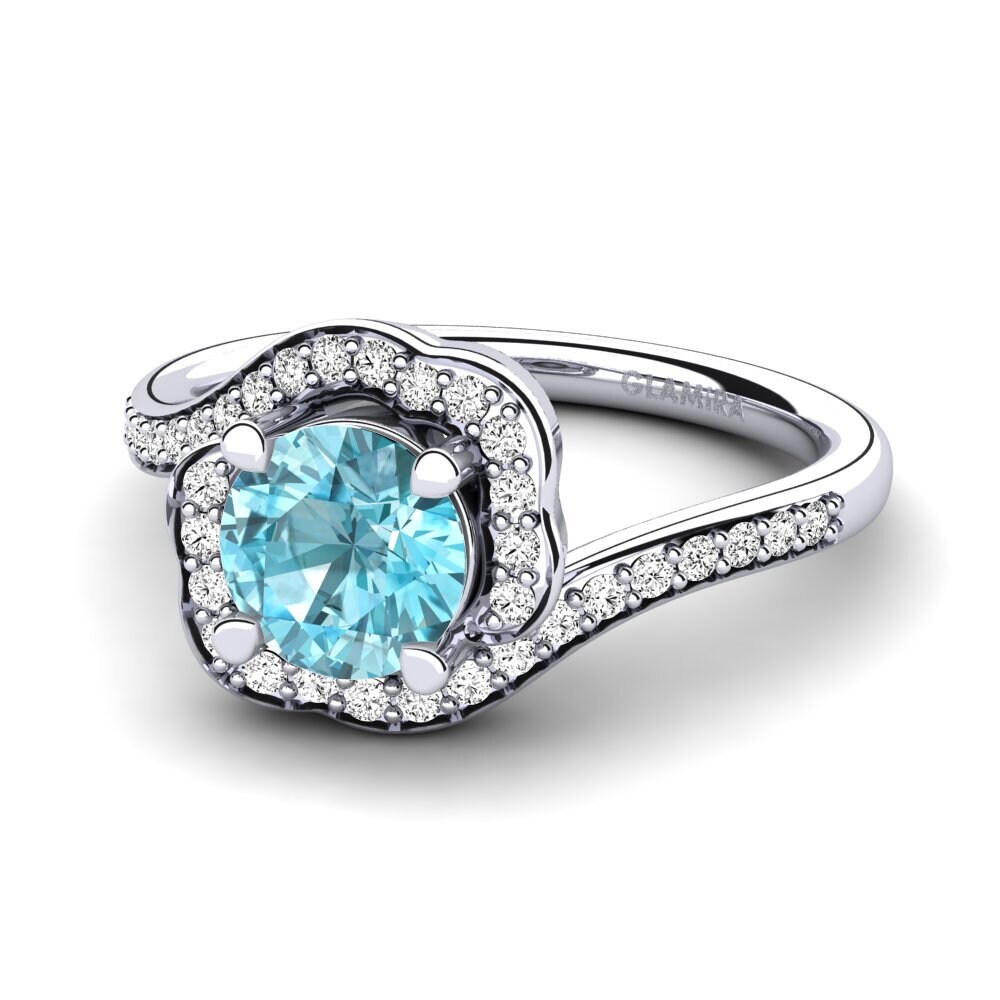 Blue Zircon Engagement Ring Jocelyn 1.0 crt