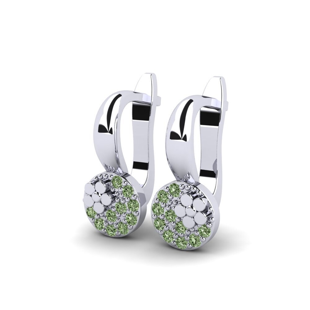 White Silver Green Diamond Kid's Earring Jokoa