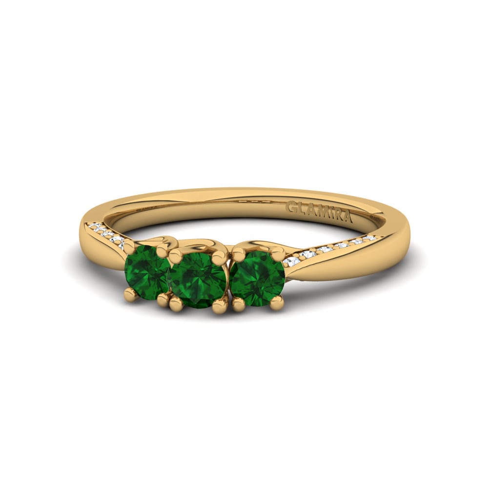 Bagues Or Jaune 18k Zircone Vert 3 & 5 Pierres