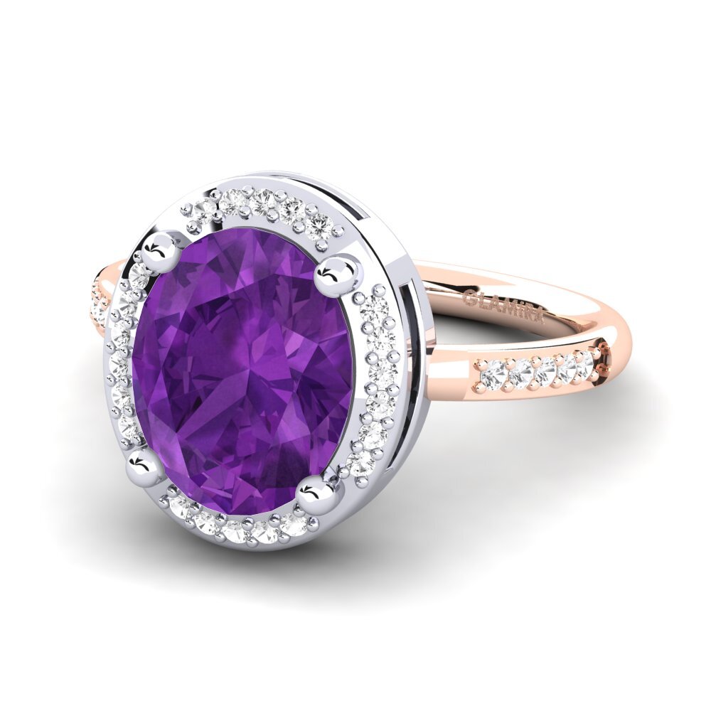 14k Rose & White Gold Amethyst Engagement Ring Jolecia