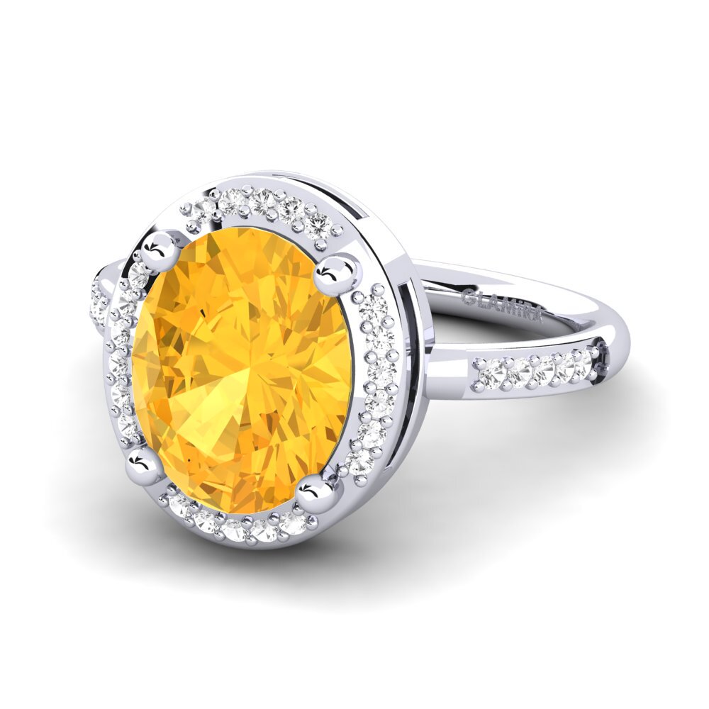 White Silver Citrine Engagement Ring Jolecia