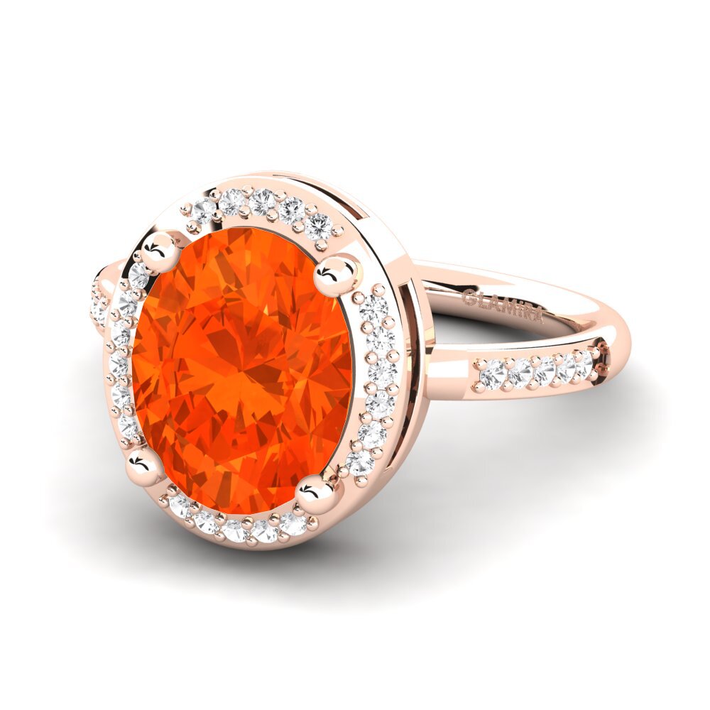 9k Rose Gold Fire-Opal Engagement Ring Jolecia