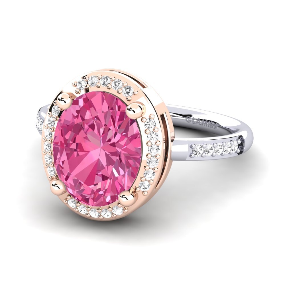 18k Oro Blanco & Rosa Anillo de compromiso Jolecia