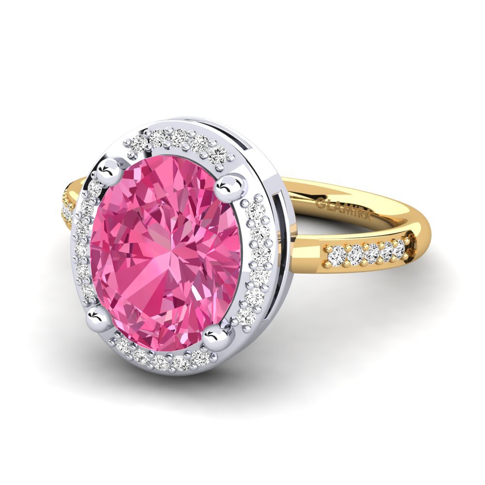 14ct Yellow / White Gold Pink Tourmaline Engagement Ring Jolecia