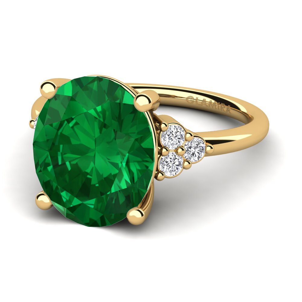 14ct Yellow Gold Emerald (Lab Created) Ring Jomairys