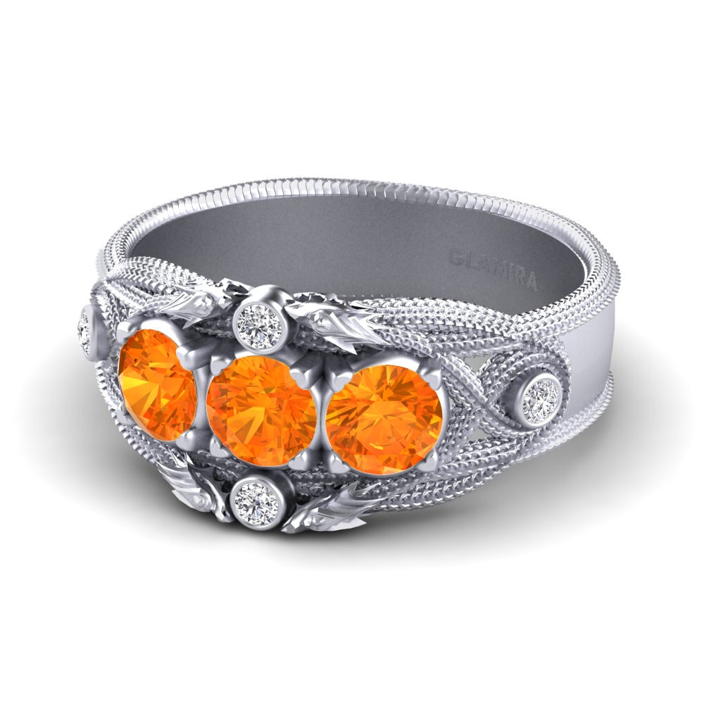 Zafiro Naranja Anillo de compromiso Jon