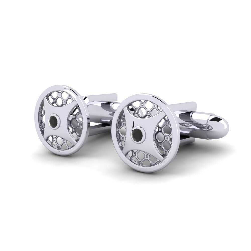 Joncher Achetez Bouton de manchette Joncher en Or Blanc 375 Diamant Noir 0.14 ...