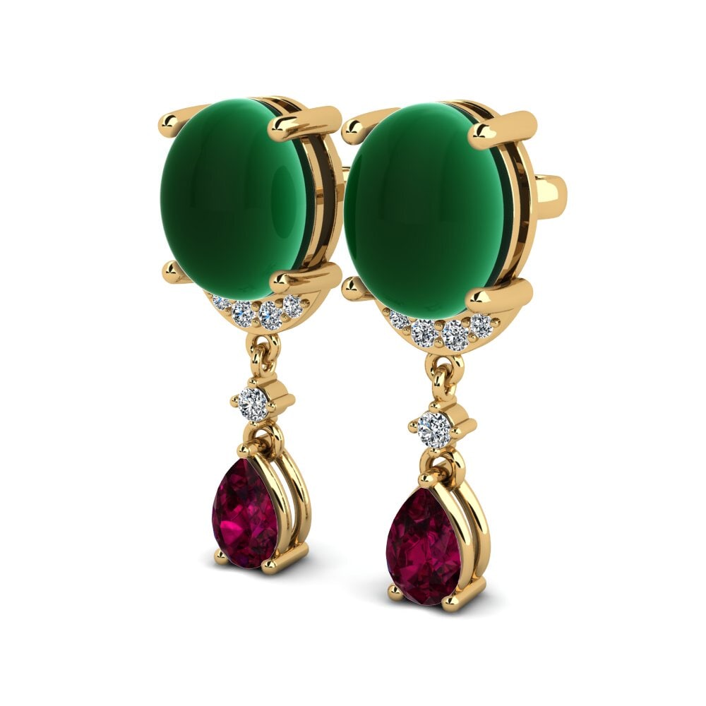 Đá Cabochon Ngọc Lục Bảo Bông tai nữ Jonita