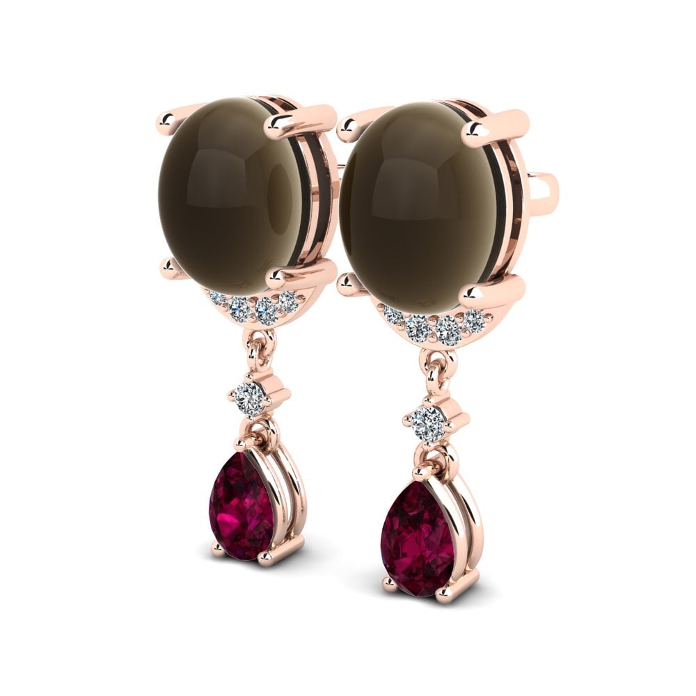14ct Rose Gold Cabochon Smoky Topaz Women's Earring Jonita