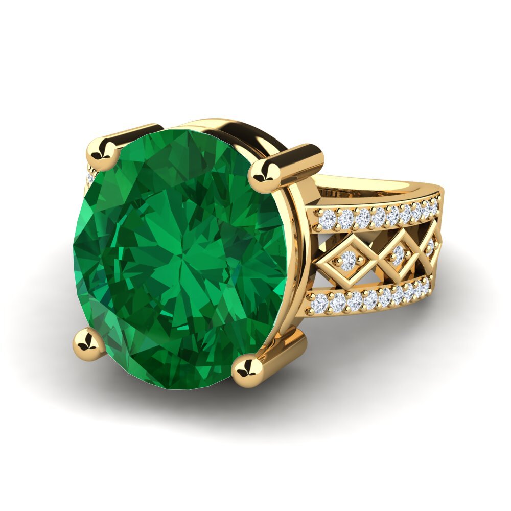 14ct Yellow Gold Emerald (Lab Created) Ring Jorgelina