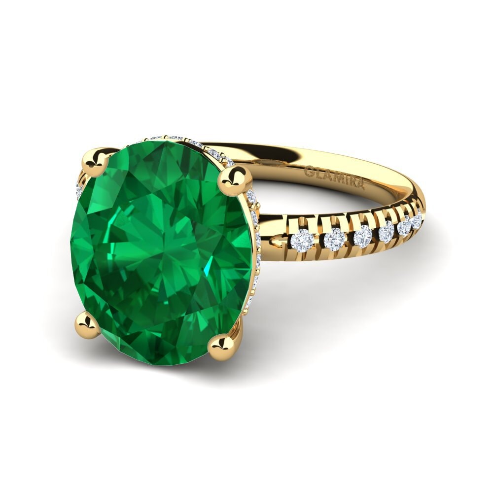 14ct Yellow Gold Emerald (Lab Created) Ring Josafina