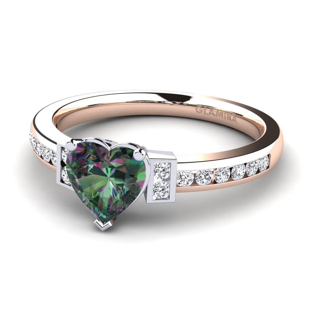 9ct Rose & White Gold Mystic Topaz Engagement Ring Josephine
