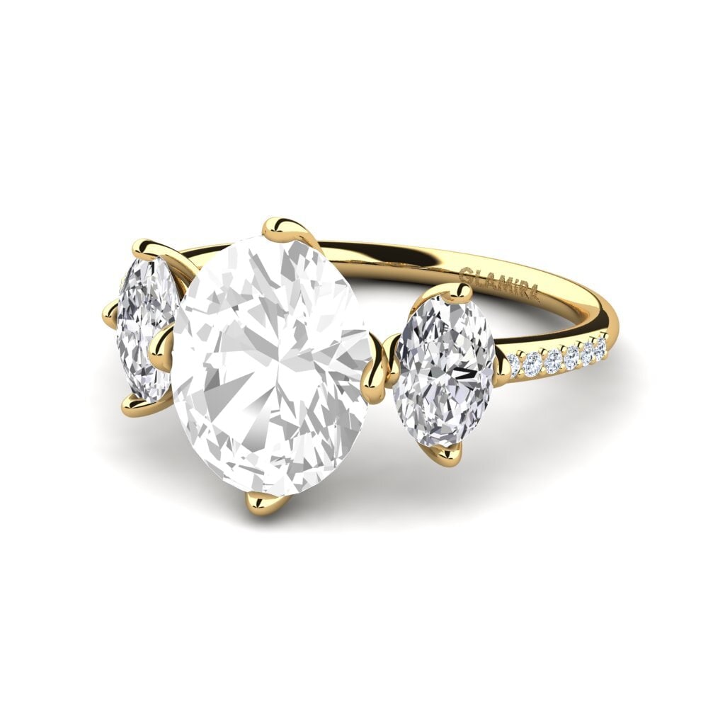 9k Oro Amarillo Topacio blanco Anillo de compromiso Jovelle