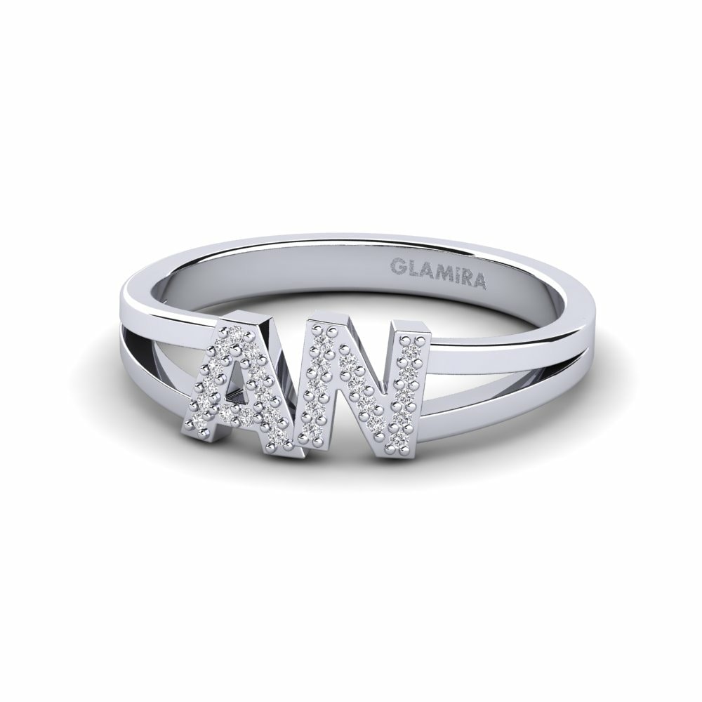 Initial & Name Diamond 585 White Gold Engagement Rings