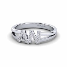 Initial & Name 585 White Gold Engagement Rings