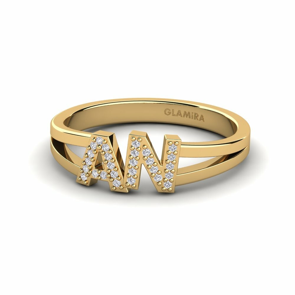 Bagues Or Jaune 18k Diamant De Synthèse Initial & Name