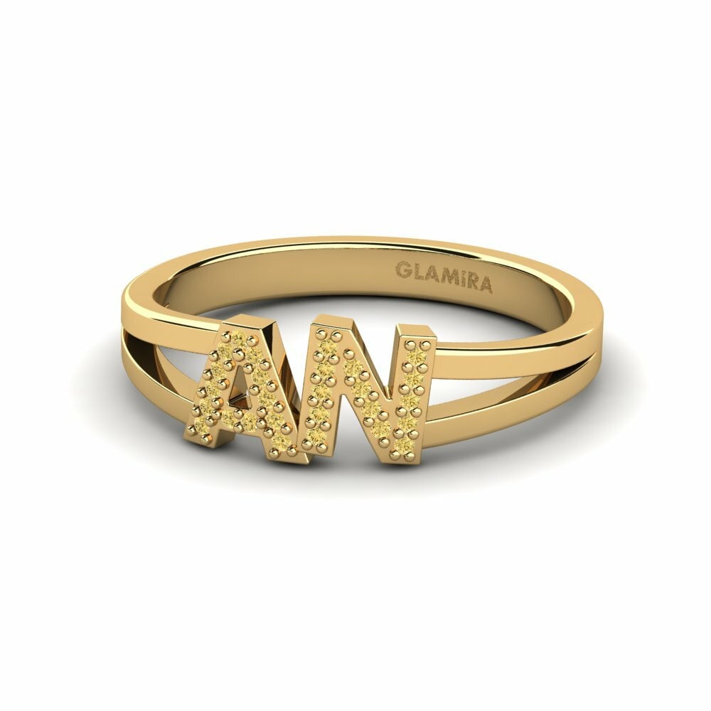 Bagues Or Jaune 18k Diamant Jaune Initial & Name