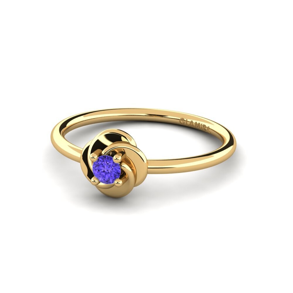 18k Oro Amarillo Tanzanita Anillo de compromiso Jugullas
