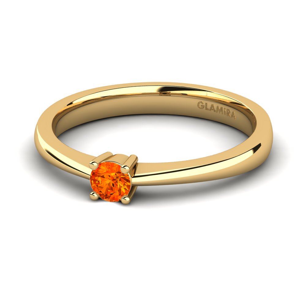 18k Oro Amarillo Zafiro Naranja Anillo de compromiso Julia