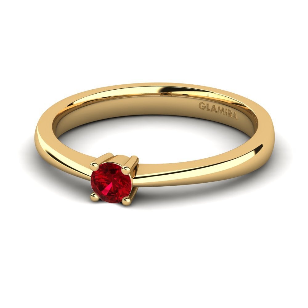 18k Oro Amarillo Circonita Roja Anillo de compromiso Julia