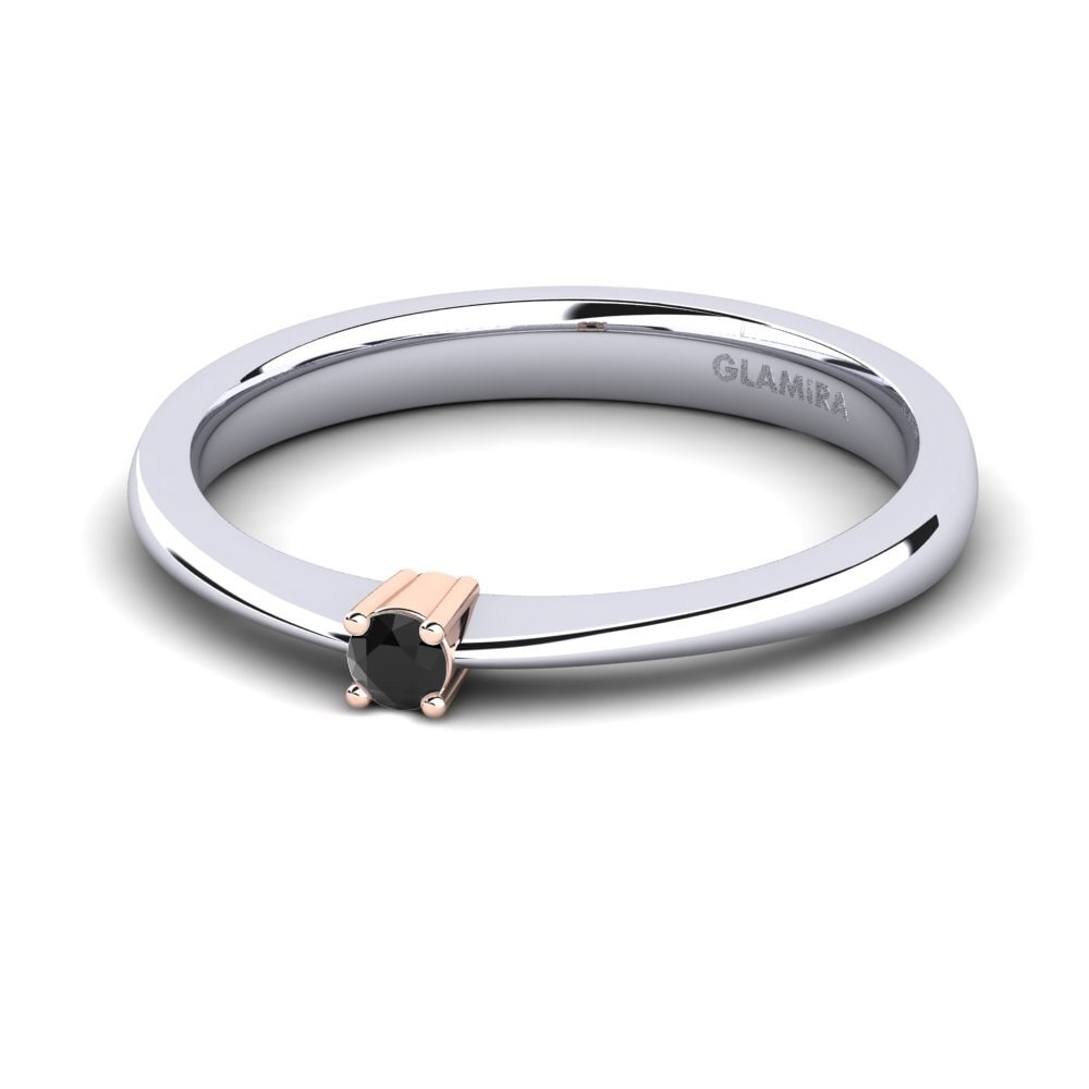 14ct White & Rose Gold Black Sapphire Women's Ring Julia 0.05 crt