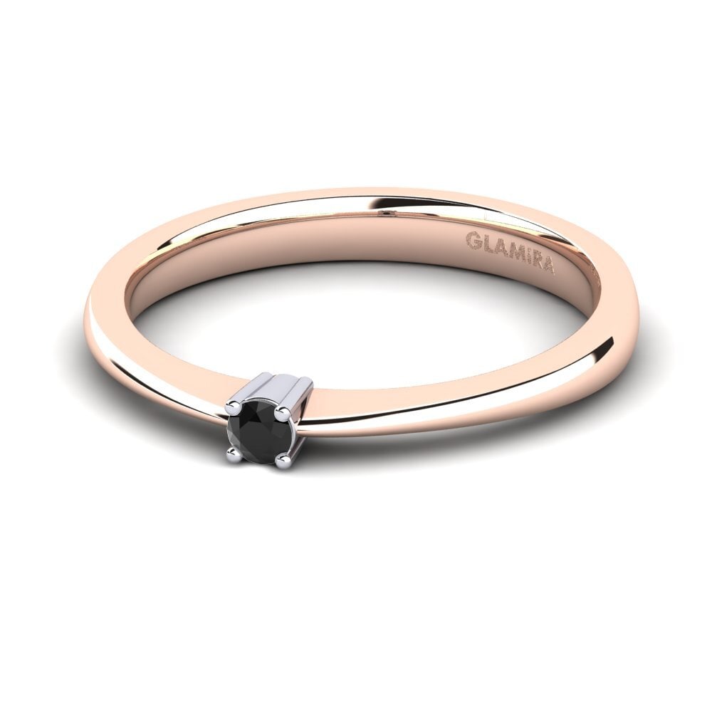 9ct Rose & White Gold Black Diamond Women's Ring Julia 0.05 crt