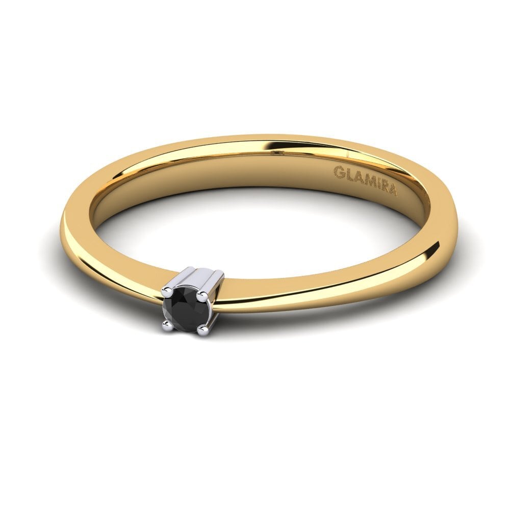 18ct Yellow & White Gold Black Diamond Women's Ring Julia 0.05 crt