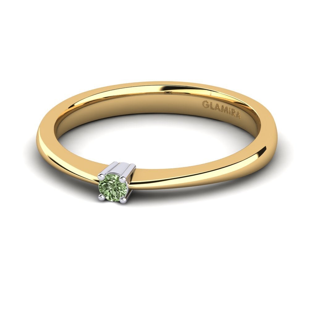 18ct Yellow & White Gold Green Diamond Women's Ring Julia 0.05 crt