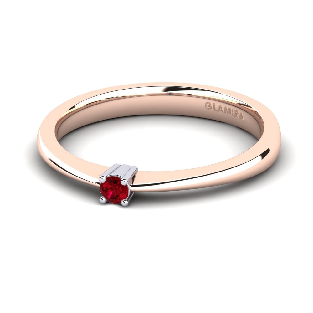 9ct Rose & White Gold Red Zirconia Women's Ring Julia 0.05 crt