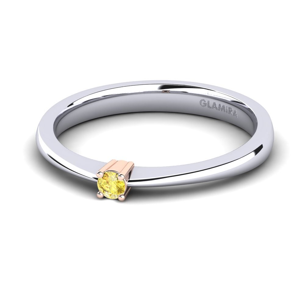 14ct White & Rose Gold Yellow Sapphire Women's Ring Julia 0.05 crt