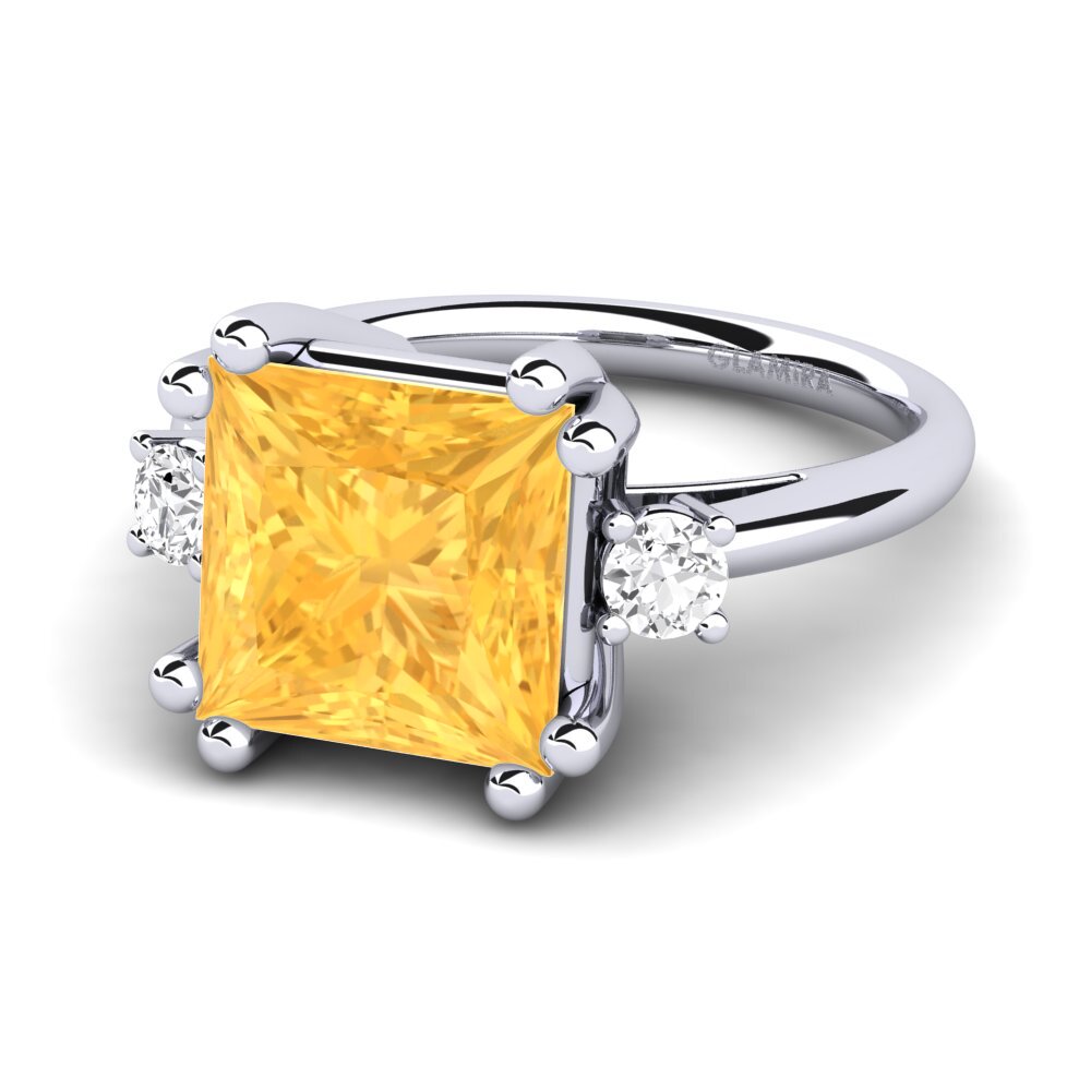 White Silver Citrine Ring Julisha