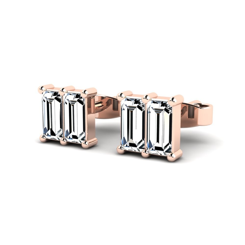 14k Oro Rosa Baguette Pendiente de mujer Jung
