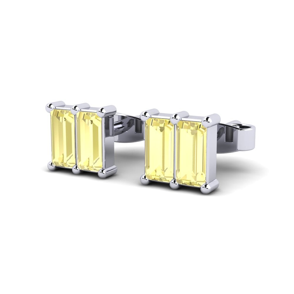 9k Oro Blanco Zafiro amarillo Pendiente de mujer Jung
