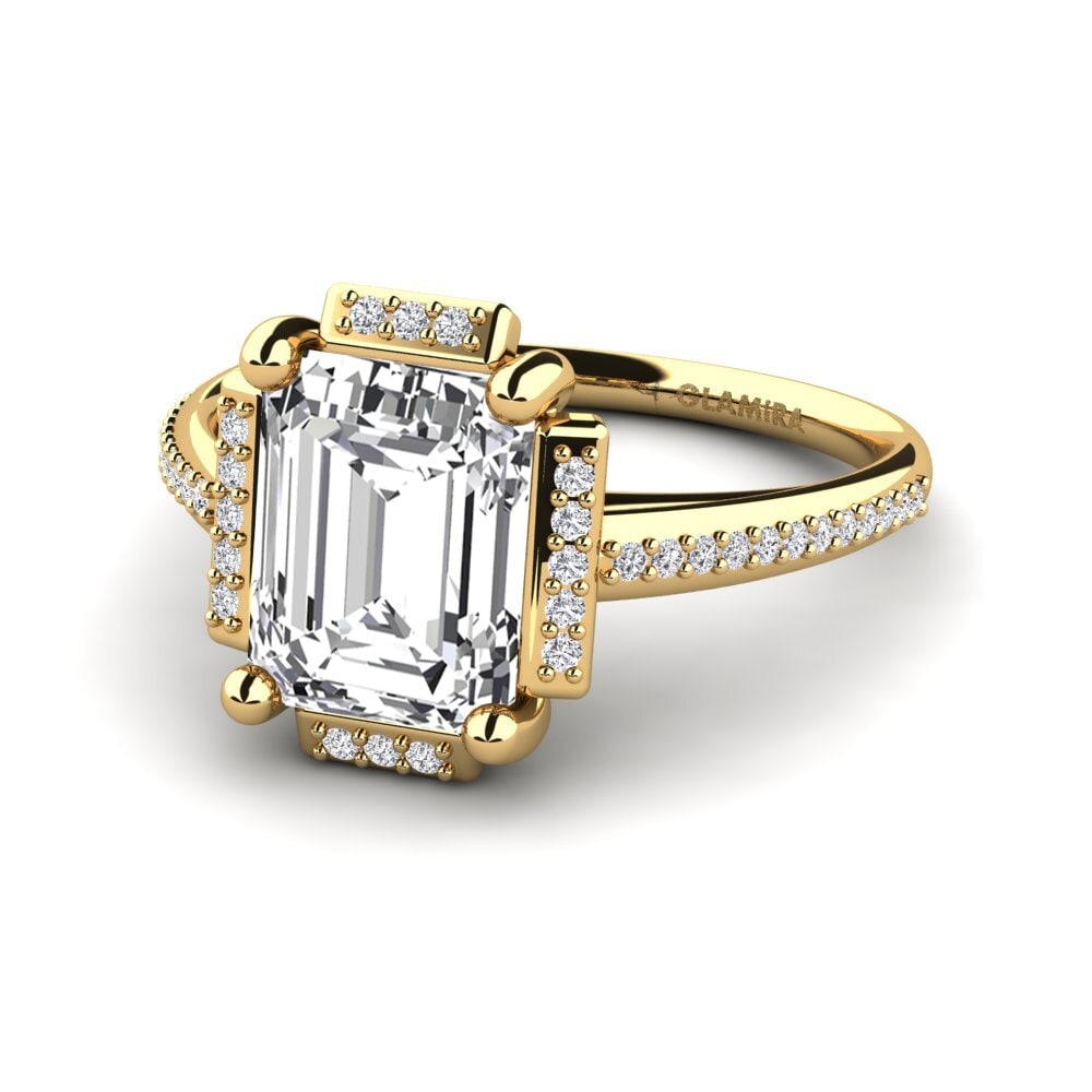 14k Oro Amarillo Anillo de compromiso Juniper