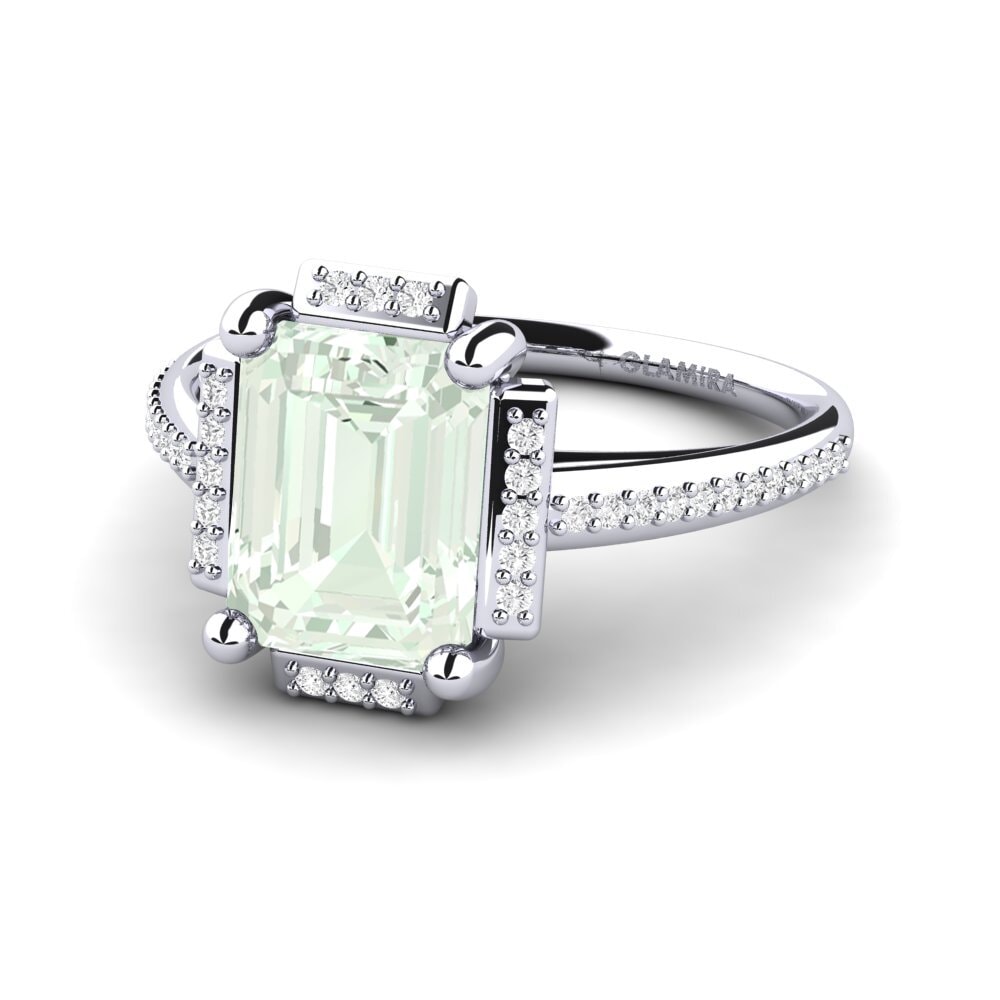 18k Oro Blanco Anillo de compromiso Juniper