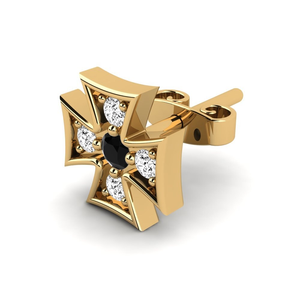 14k Oro Amarillo Ónix Negro Pendiente para hombre Justus