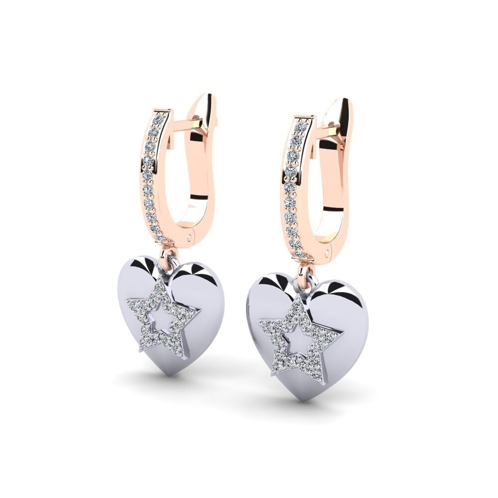 14ct Rose / White Gold Women's Earring Jvla
