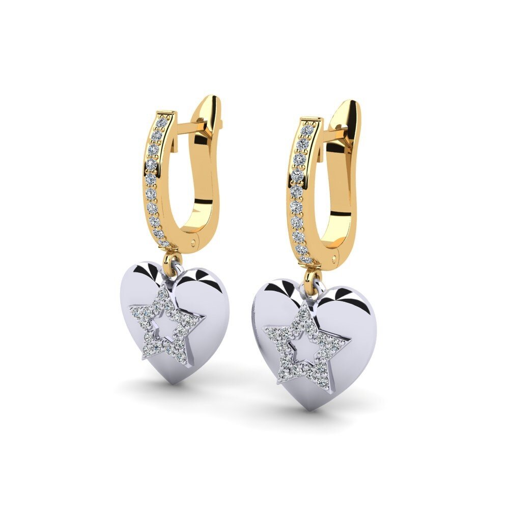 14k Oro Amarillo/Blanco Pendiente de mujer Jvla
