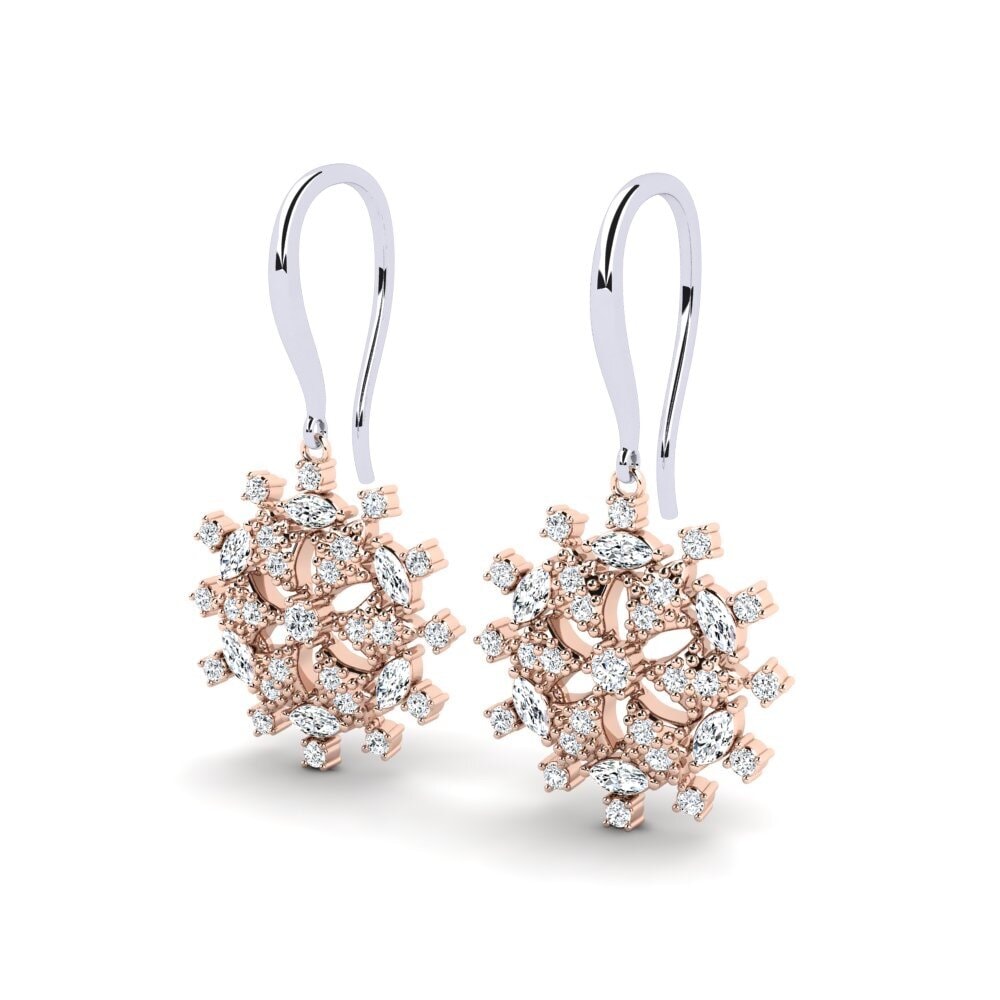 14ct White / Rose Gold Marquise Women's Earring Kaffer