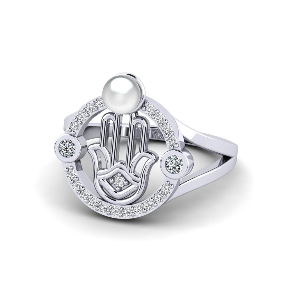 9k Oro Blanco Circonita Anillo Kafue