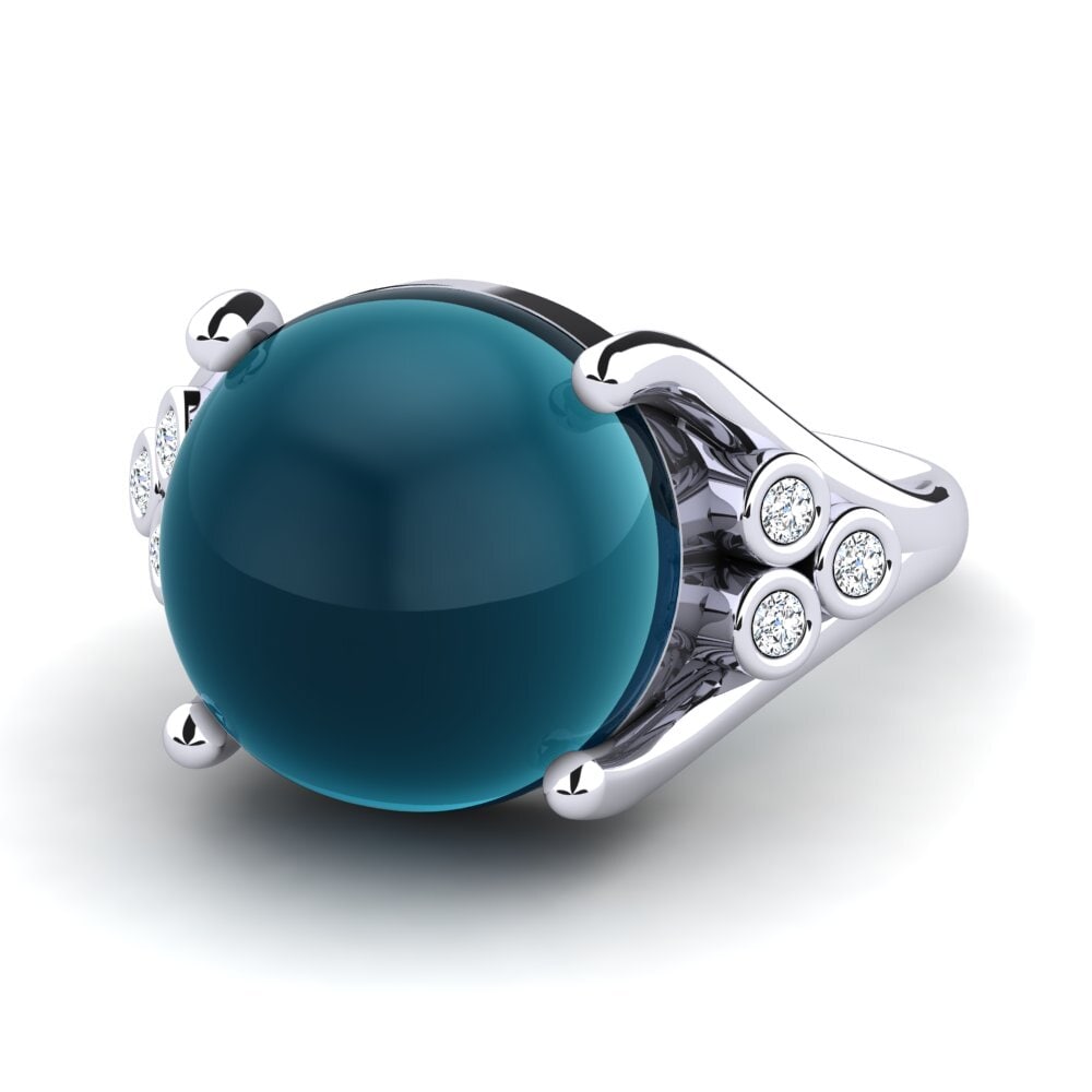 Topacio Azul Londres Cabujón Anillo Kahlia