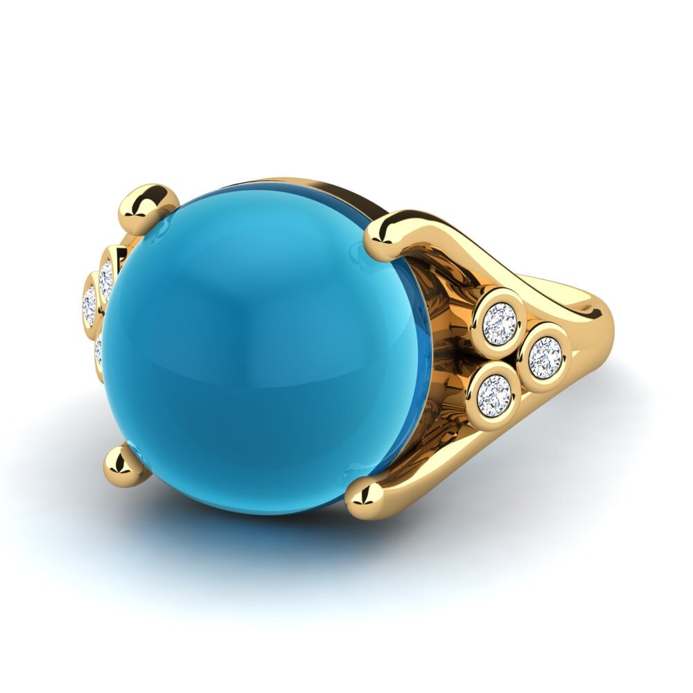 9k Oro Amarillo Topacio Azul Cabujón Anillo Kahlia