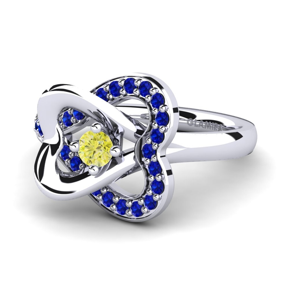 9ct White Gold Yellow Diamond Engagement Ring Kailyn 0.1 crt