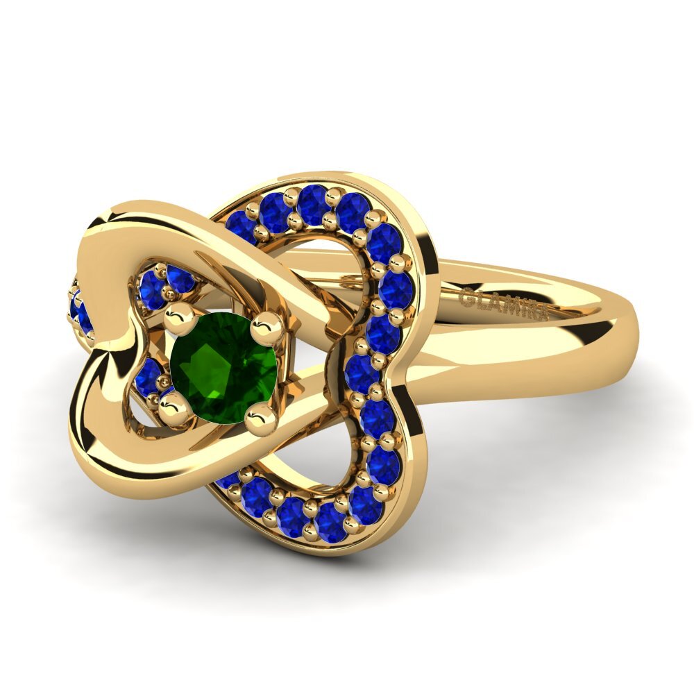 14ct Yellow Gold Green Tourmaline Engagement Ring Kailyn 0.16 crt