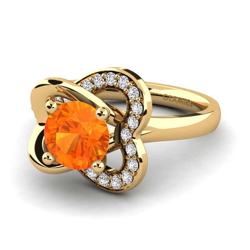 18k Oro Amarillo Zafiro Naranja Anillo de compromiso Kailyn 1.0 crt