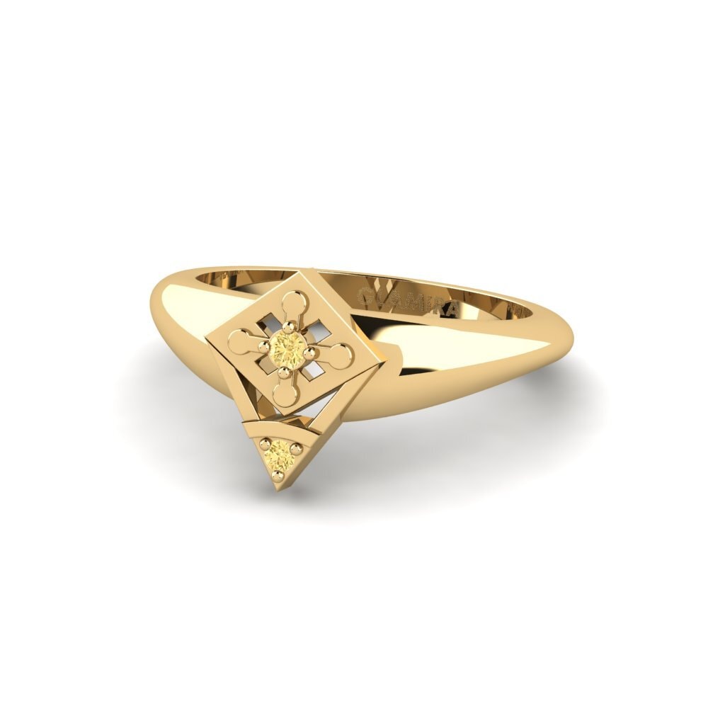 Diamante Amarelo Anéis de Mindinho Kajsa